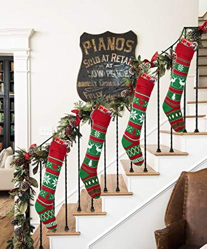 Dragihouse 4 Pack Pleteni božićne čarape, 25 -inčni ekstra dugačka traka snježne pahuljice pleteni Xmas Rustikalni personalizirani