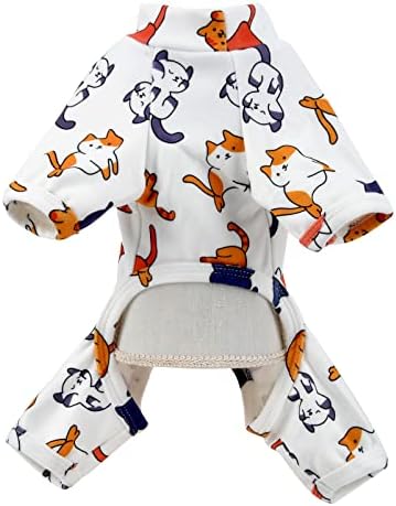 SmallLee_Lucky_Store Odjeća za kućne ljubimce Slatka crtana pamučna pamučna pijama PJS za male srednje pse Mačke pidžame u zatvorenom