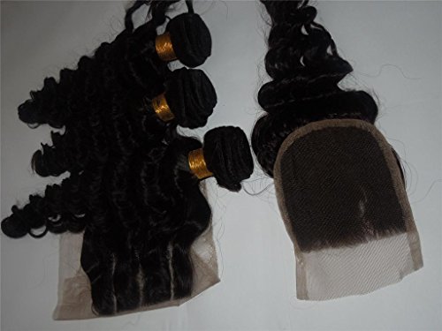 Veleprodaja brazilske djevičanske ljudske kose s 3-smjernim zatvaranjem + 3 snopa 10-28 dubokog vala prirodna boja može se obojiti