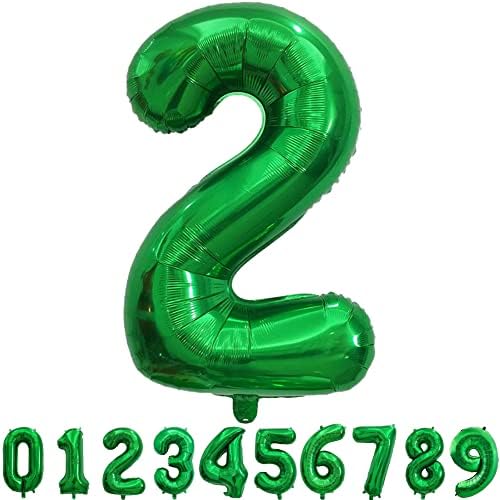 40-inčni ogromni tamnozeleni brojevi 2 balona ukrasi za rođendanske zabave helijska Folija 0-9 ljeto 2023 proslava godišnjice mature
