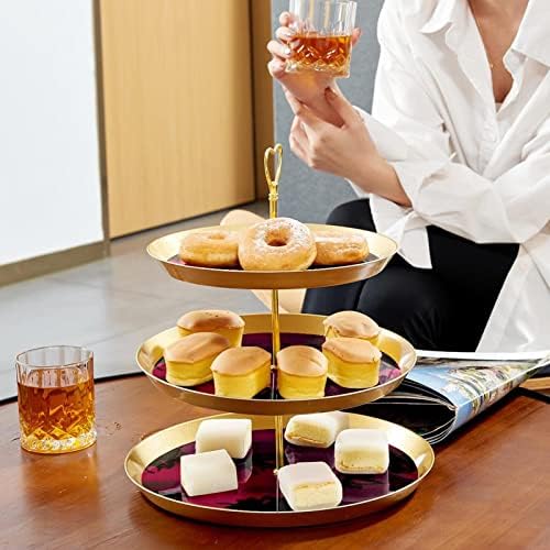 3-slojni stalak za posluživanje kolača sa apstraktnim uzorkom reljefni stalak za desertne torte stalak za pečenje za vjenčanje, čajanku,