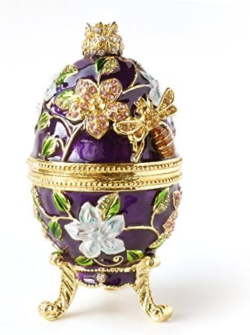 Usput, ručno oslikano u vintage stilu Fabergeovo jaje s pčelom i cvijećem, ukrašeno bogatom caklinom i pjenušavim rhinestonesima, kutija