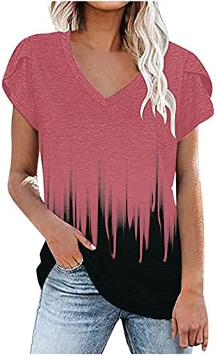 Top s dubokim izrezom u obliku slova u, majica za žene Jesen-ljeto, pamuk kratkih rukava, grafički labavi kroj, majica širokog kroja