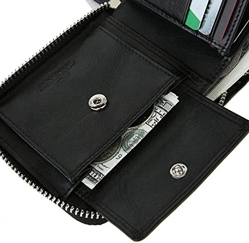Calfart vitki novčanici s patentnim zatvaračem za muškarce RFID kože muške bifold creidt držač kartice Zip oko novčanika s džepom od