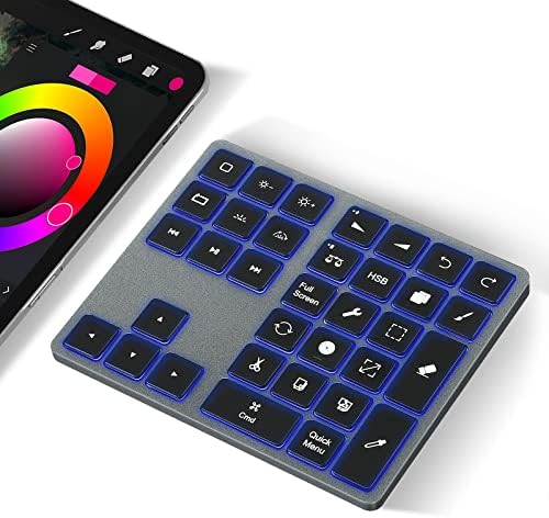 Frunsi bežična tipkovnica za procreate 7 boja pozadinski osvjetljenje, bežični prečac za crtanje tipkovnice za iPad, grafički tablet,