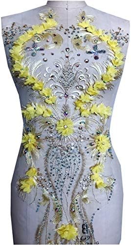 Zbroh 7 boja velikih čipkastih flastera rhinestones Applique 3d cvijet za dodatak za haljinu 40x12 inča