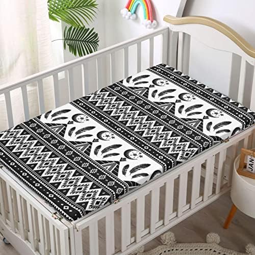 Aztec tematski obloženi krevetić, Standard Crib madrac opremljeni list Ultra mekani materijal-baby limovi za djevojčice ili dječaka,