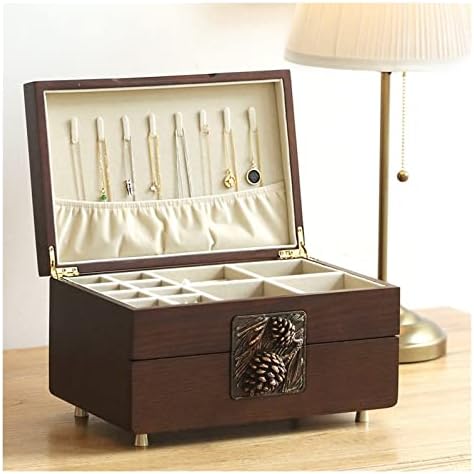 Sudemota nakit kućište 2 sloja drvena kutija nakita/nakit kućište ormarić armoire prstenasti ogrlica za skladištenje nakita Organizator