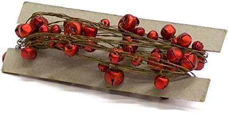 Melrose Red minijaturni metalni sanjivi zvona božićni vijenac dugačak dekor 10 stopa novo