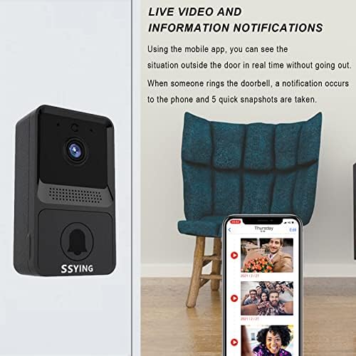 Smart WiFi daljinski video zvono, inteligentni vizualni dom Home Intercom HD bežični punjivi sigurnosna vrata vrata, mogu se dvosmjerni