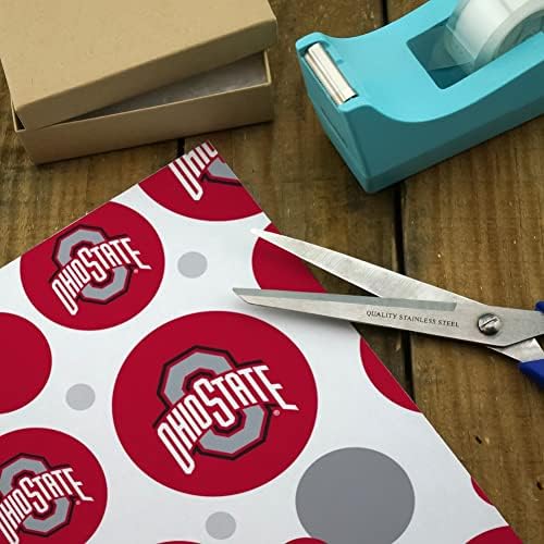 Grafika i više rola papira za omatanje s glavnim logotipom Državnog sveučilišta Ohio za pakiranje poklona