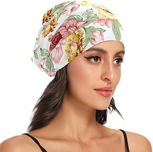 Žene modno beanie lubanje kapice kapica šešir poklopac kose, šarene cvjetne ruže elastične glave za glavu noć za spavanje radne kape