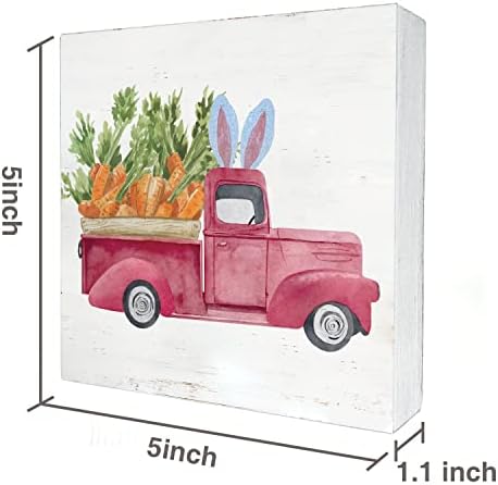 Farmhouse Uskršnji kamion s mrkvom drvenom kutijom natpis dekor 5 x 5 inčni akvareli Uskrska proljetna mrkva kutija Spisani Blok Blok