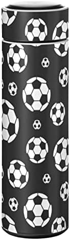 Glaphy Soccer Sports Crna boca s vodom od 17 oz, bez BPA, nehrđajući čelik, izolirana boca vode, za školu, ured, teretanu, sport, putovanja,