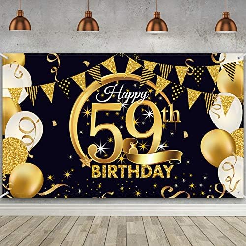 Dekoracija rođendanske zabave izuzetno veliki plakat od tkanine od crnog zlata za jubilarnu foto kabinu, pozadinski natpis, potrepštine
