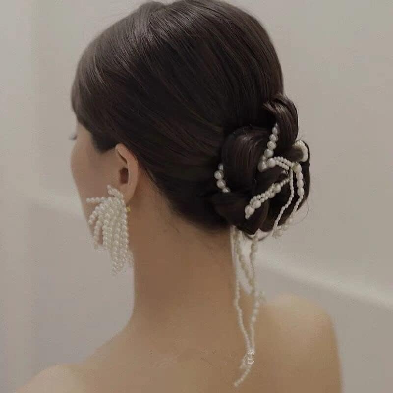 Orah simuliran biserni lanac za kosu za žene za kosu za kosu Barrettes Pletena traka za glavu konjski nakit za kosu