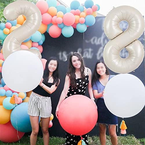 Toniful 40-inčni krem ​​bijeli veliki brojevi balon 0-9 ukrasi za rođendanske zabave, folija Mylar Big broj 8 Balon Digital Eight za