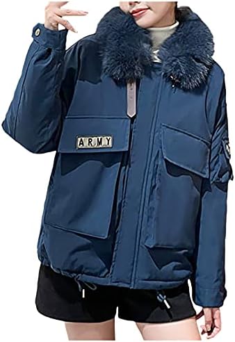 Zipfront School School School jakna za žene mekane solidne boje casual puff jakna Boxy fit kratki zimski kaputi