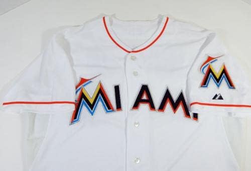 Miami Marlins Johnson 1 Igra izdana White Jersey 46 DP11502 - Igra korištena MLB dresova