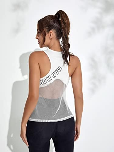 Verdusa žensko pismo Grafički trkač mrežica Sport Sport Tank labavi fit trčanje košulja za vježbanje mišićni tenk