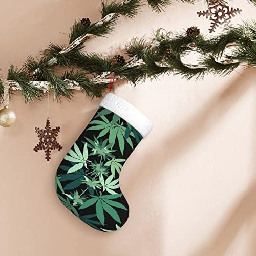 CUTEDWARF korov marihuana list Christma čarape božićni ukrasi drveća božićne čarape za božićne blagdanske zabave darovi 18-inčni