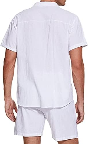 Nhicdns muške majice za platnenu gumbu Hawaiin 2 komada odjeća kratka ležerna hipi odmor plaža košulja kratke hlače modne odjeće bijeli