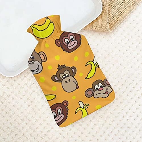 Slatka lica majmuna i banane gumena vreća s toplom vodom 1L s pokrovnim ubrizgavanjem boce s toplom vodom za ručno toplo zaštitu od