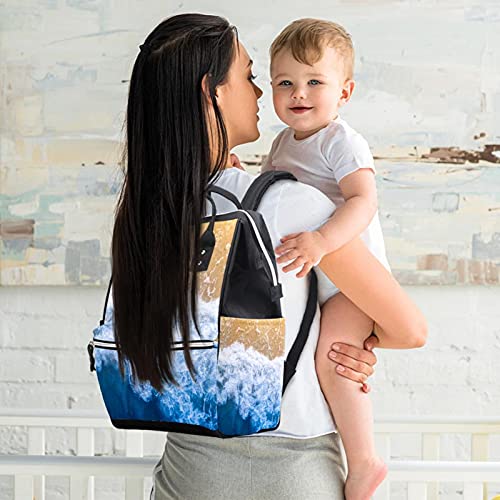 Plavi ocean pozadina pelene torbe torbe mame ruksak veliki kapacitet pelena pelena torba za njegu putničke torba za njegu bebe
