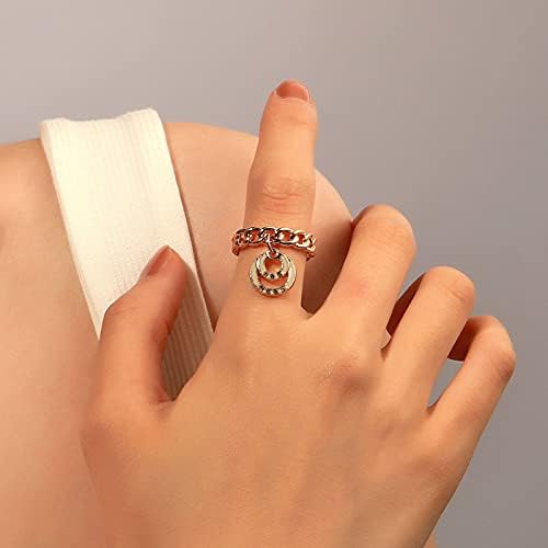 Moissanite prstenovi za žene dijamantni prsten Geometrijski Crveni šuplji Retro konj otvoreni metalni lanac prsten za cipele šareni
