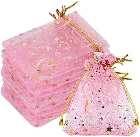 100 komada vrećice za slatkiše od organze od 2, 7 93, 5 inča prozirne ružičaste vrećice od organze poklon vrećica za vjenčanje za Valentinovo
