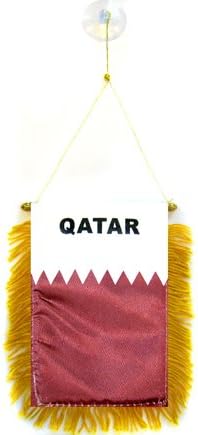 AZ zastava QATAR MINI BANNER 6 '' X 4 '' - Qatarska zastavica 15 x 10 cm - Mini transparenti 4x6 inčni za usisavanje šalice