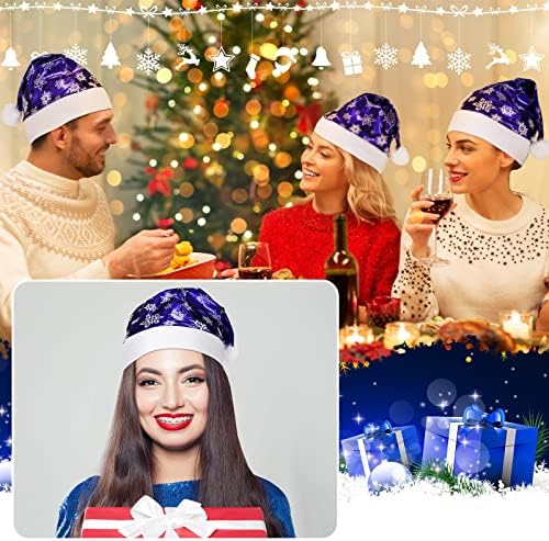 12 komada plavi Šeširi Djeda Mraza s metalnim sjajem snježne pahulje Božićni Šeširi Djeda Mraza 11, 42 914, 96 inča veleprodaja šešira