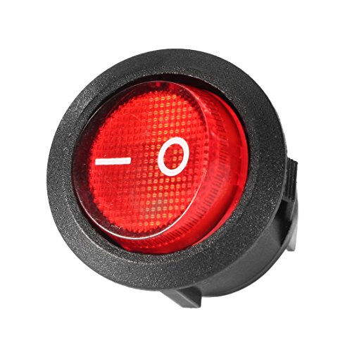 UXCell 10pcs crvena svjetiljka 3 terminal SPST 2 Pozicija morskog okruglog gumba Rocker Switch Prekidač prekidača Uključeno/OFF AC