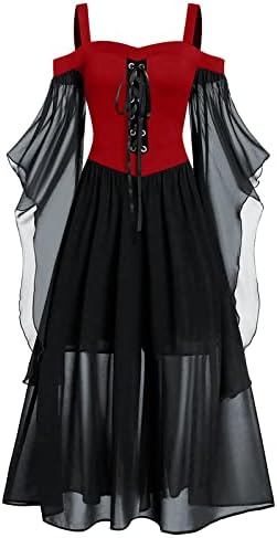 Ljetna moda za žene, žene plus veličina hladne ramena leptir rukav u Up Halloween gotička haljina