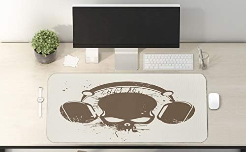 Ambasonne glazba računalni jastučić za miš, lubanja s slušalicama Slušajući mrtvi DJ Grunge Retro Style Grafički ispis, pravokutnik