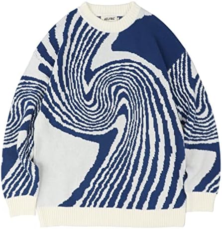 Aelfiric Eden muški blok u boji džemper pleteni džemperi unisex pad dugi džemperi Vintage Whirlpool Crewneck casual vrhovi