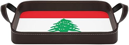 Zastava libanon pu kože za posluživanje ladica elegantni dekor dekor parfema s ručkama