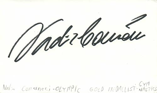 Nadia Comaneci Olimpijska zlatna medalja Gimnastika Autografirana indeksna kartica - Olimpijske fotografije s autogramom