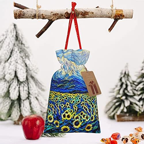 Božićne poklon vrećice Van Gogh suncokret-star art poklon vrećice za zamatanje darova božićne poklon vrećice za zamatanje darova srednje