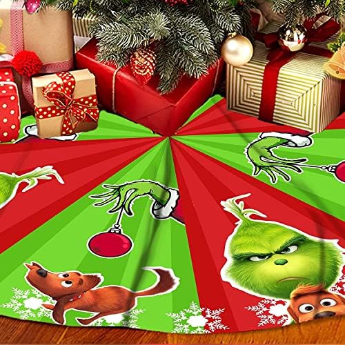 QQCherry božićno drvce suknja 36/48in crtić smiješno zeleno čudovište xmas drveni podni tepih tepih filc tkanina dekor za prazničnu