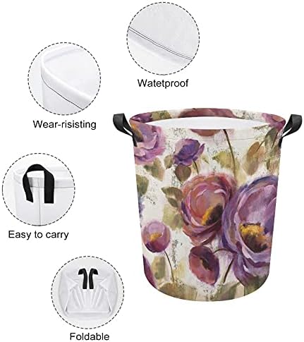 Foduoduo košarica za pranje rublja plava i ljubičasta kolica za pranje cvijeća s ručkama sklopiva kosača prljava odjeća torba za odlaganje
