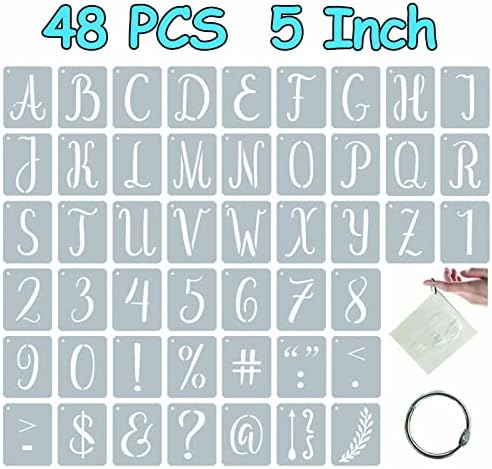48 PCS KALLIFAPHY PERCIL PRESOČA KIT 5 inčni broj abeceda Simbol za slikanje na drva za višekratnu upotrebu kurzivnog slova šabloni