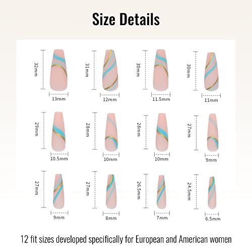 24 komada za lijepljenje noktiju četvrtastog oblika srednje duljine akrilni uklonjivi model za lijepljenje noktiju za žene.