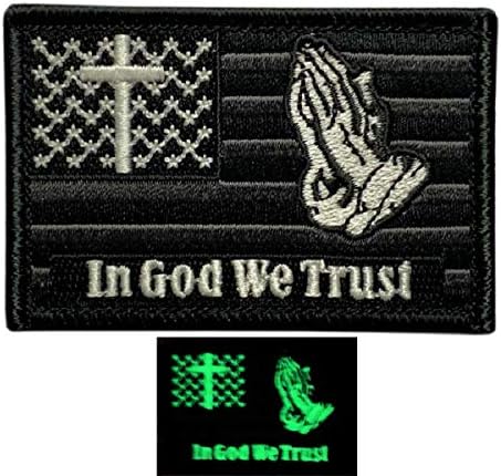 U Bogu vjerujemo molitvu ruku USA zastave flaster [Kuka učvršćivač - Glow Dark -mp7]