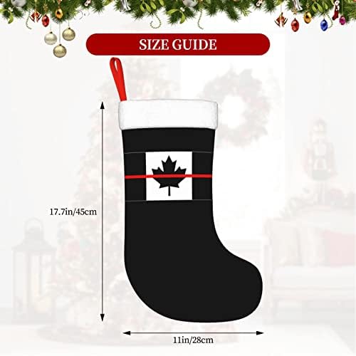 Waymay vatrogasci Red Line Canada božićna čarapa 18 inča Xmas Viseći čarape Klasični odmor za odmor čarape