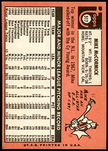 1969. Topps 517 Mike McCormick San Francisco Giants VG/Ex Giants