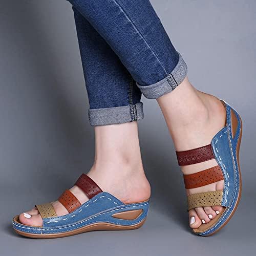 Salifun žene Ljetne sandale, T-trap rimske sandale s otvorenim nogama Retro Bohemia Zipper Leopard sandale casual ljetne cipele na