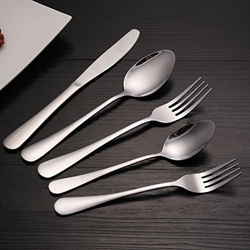 Set srebrnog posuđa, set pribora za jelo od 20 komada, Set za 4 osobe, set pribora za jelo od nehrđajućeg čelika, uključuje noževe