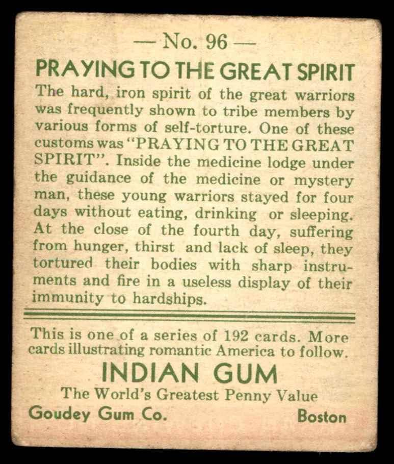 1933. Goudey Indijska guma 96 Moli se velikom duhu vg