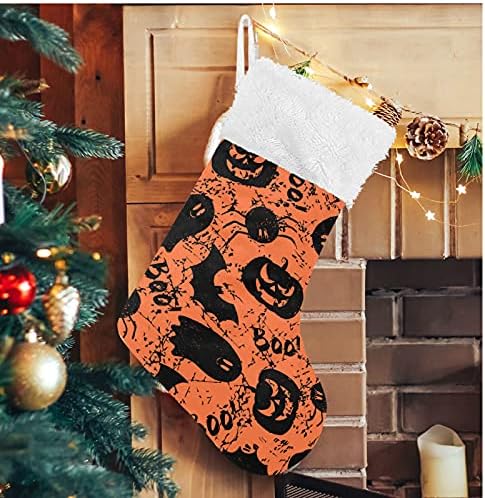 Alaza božićne čarape Halloween uzorak klasični Personalizirani veliki ukrasi za čarape za obiteljski blagdanski dekor 1 paket, 17.7